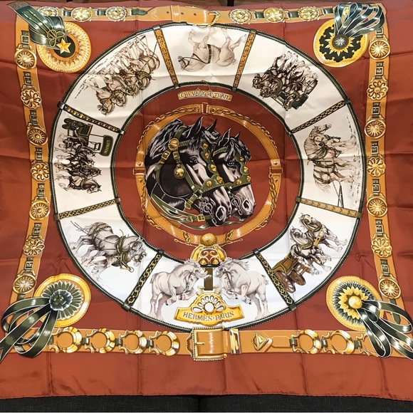 HERMES Carre90 CHEVAUX DE TRAIT Silk Scarf 😍🐴🐎🔥 - Picture 17 of 17